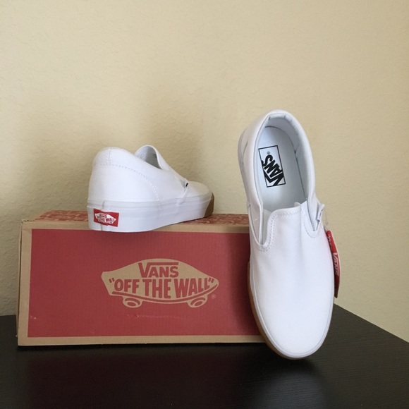 Vans white Bumper Gum Canvas Shoes Classic Slip On - Picture 3 of 3
